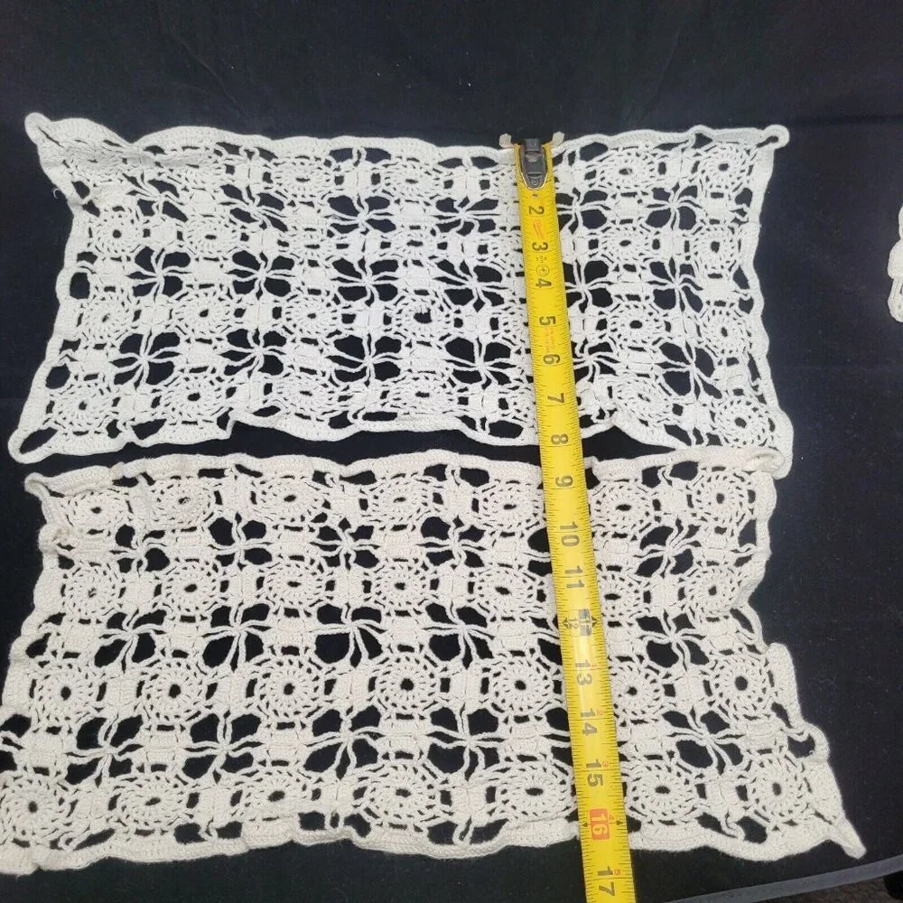 Crochet Doily Set Cream Vintage Floral Lace 5 Piece Mixed Lot